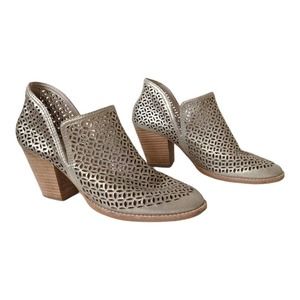 Jeffrey Campbell Booties Cutout Rosalee Leather Metallic Gold Women's Size 9.5